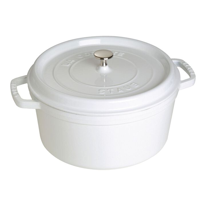 Cast Iron, 7 qt, Round, Dutch Oven, Pure-white, large 1