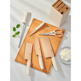7 Piece, Knife block set, white