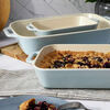 Stoneware, 3-pc, Rectangular Baking Dish Set, light blue, small 5