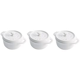 Staub Ceramic - Minis, 3-pc, Mini Round Cocotte Set, white