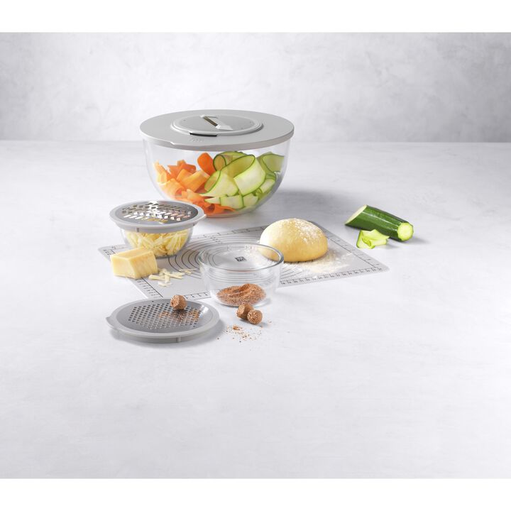 Fresh and Save, 6PC Glass Bowls with 5PC Grating Attachment set, large 2