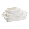 Ceramique, 3-pcs rectangular Ovenware set ivory-white, small 1