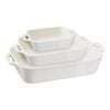 Ceramique, 3-pcs rectangular Ovenware set ivory-white, small 1
