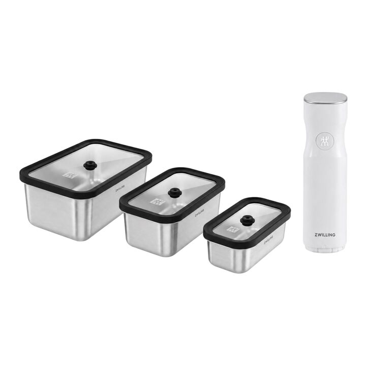 FRESH & SAVE, Stainless Steel S/M/L BOXES  & Cordless Vacuum PUMP, large 1
