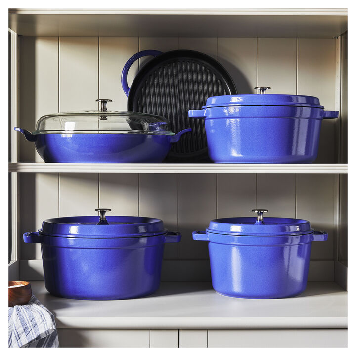 Cast Iron, 3.5 qt, Braiser With Glass Lid, Blueberry, large 3