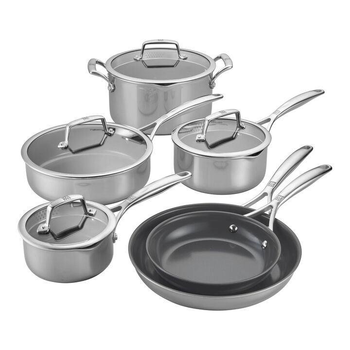 Energy Plus, Pots and pans set, 10-pc, 18/10 Stainless Steel, Ceramic coating, large 1