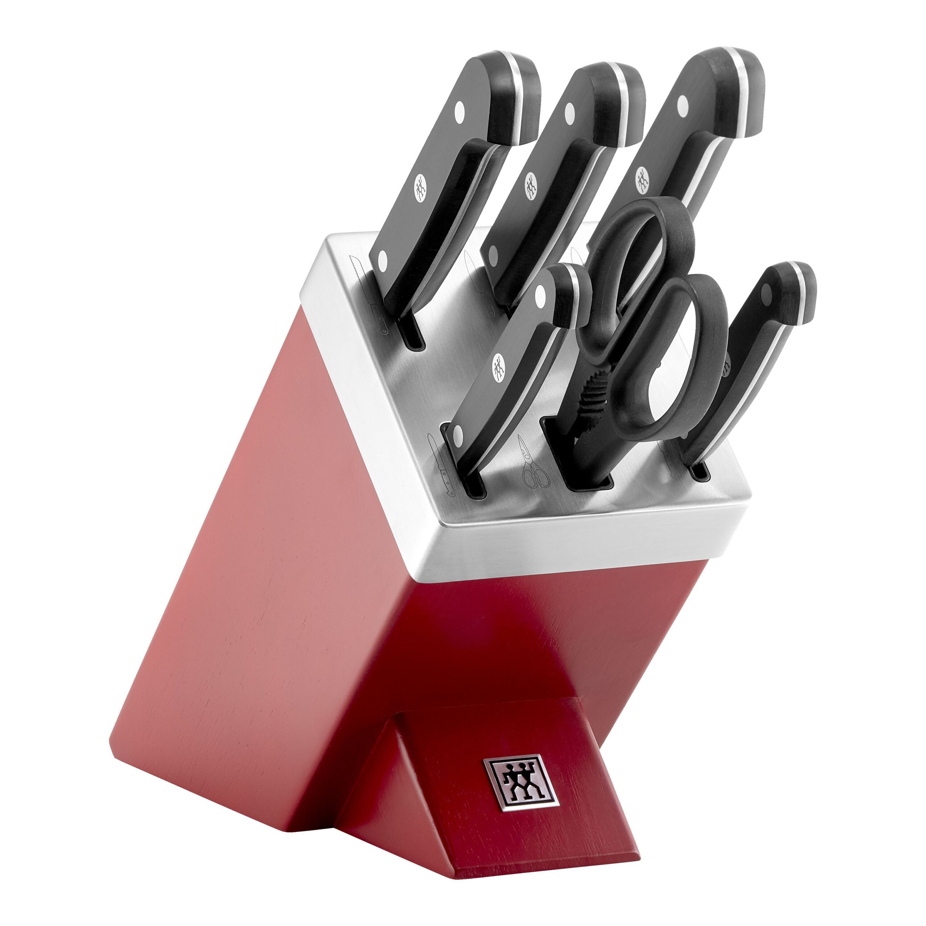 ZWILLING Gourmet 7-tlg, Selbstschärfender Messerblock, Rot