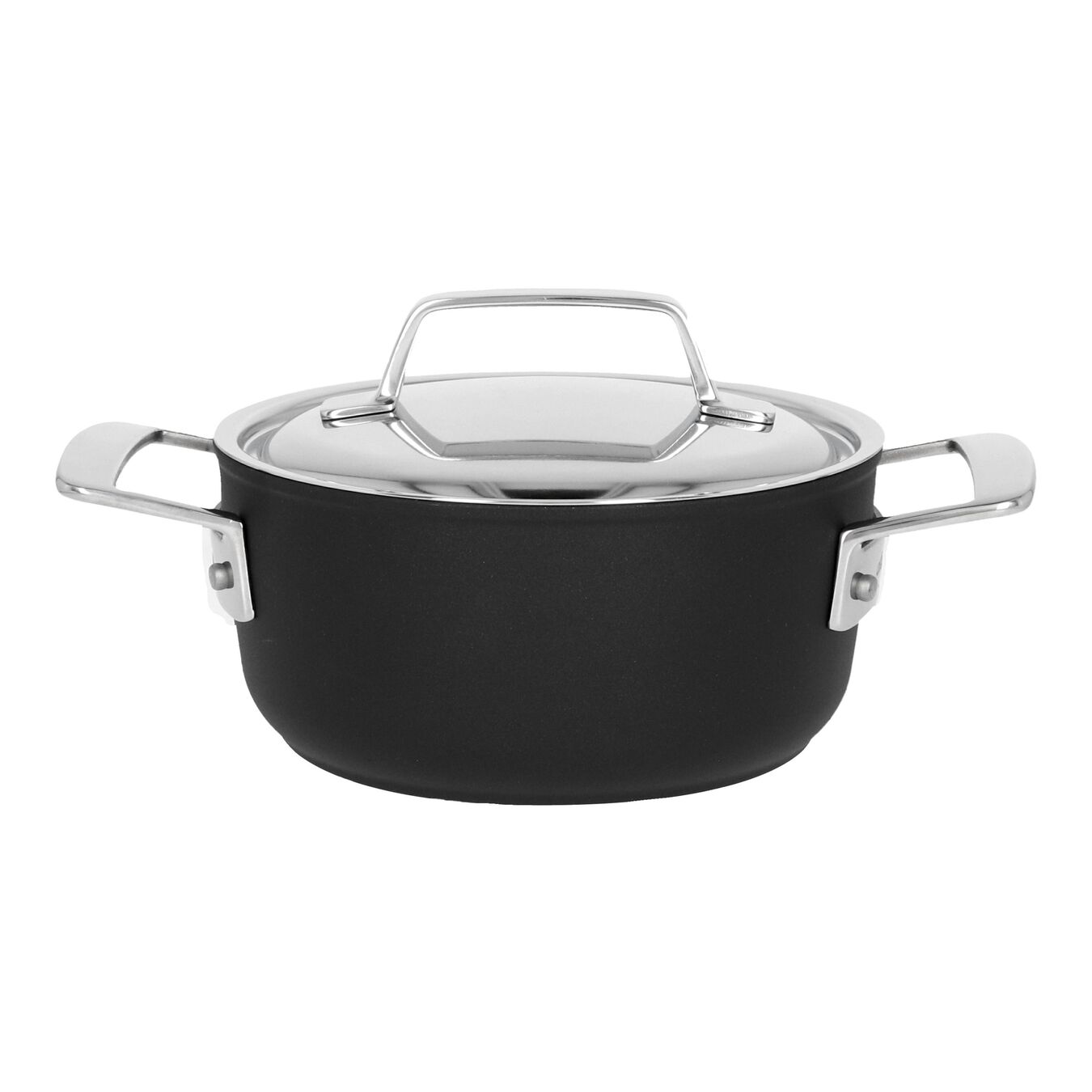 16 cm Aluminium Stew pot with lid black,,large 1