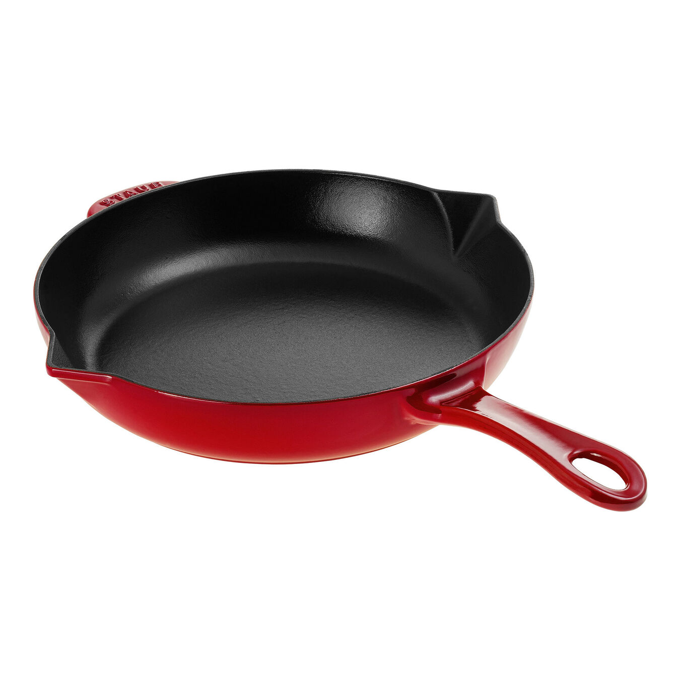 26 cm Cast iron Frying pan with pouring spout cherry,,large 2