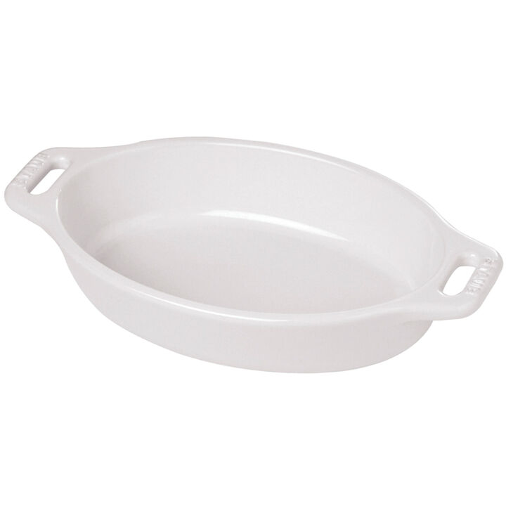 Stoneware, 11-inch, Oval, Baking Dish, White, large 1