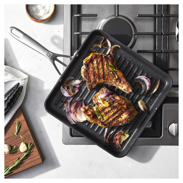 Motion, 11-inch, Aluminum, Non-stick, Square, Hard Anodized Grill, large 2