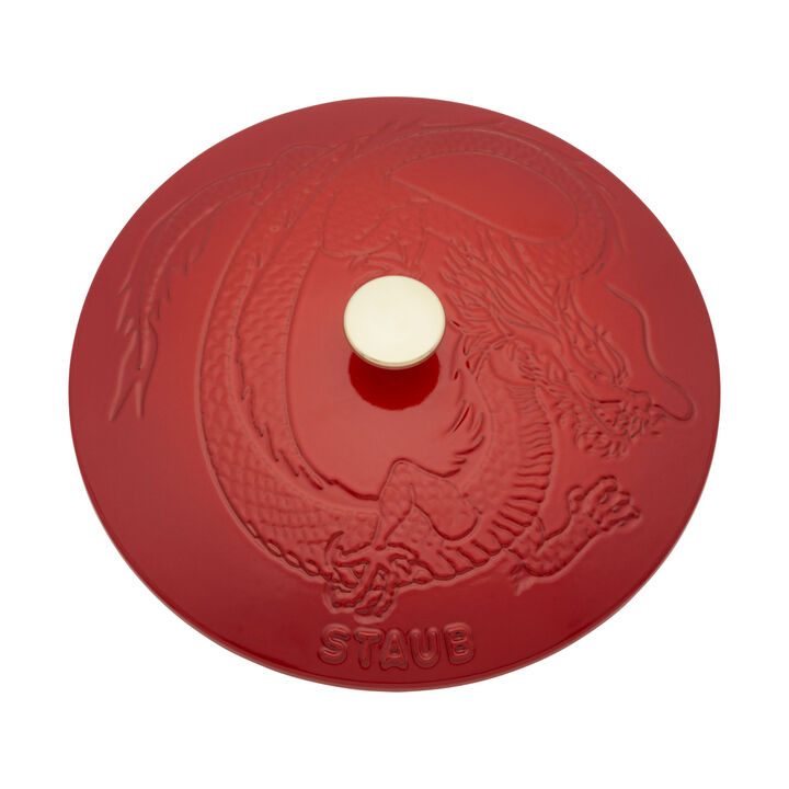 Cast Iron, 2.5 qt, Braiser With Dragon Lid, Cherry, large 4