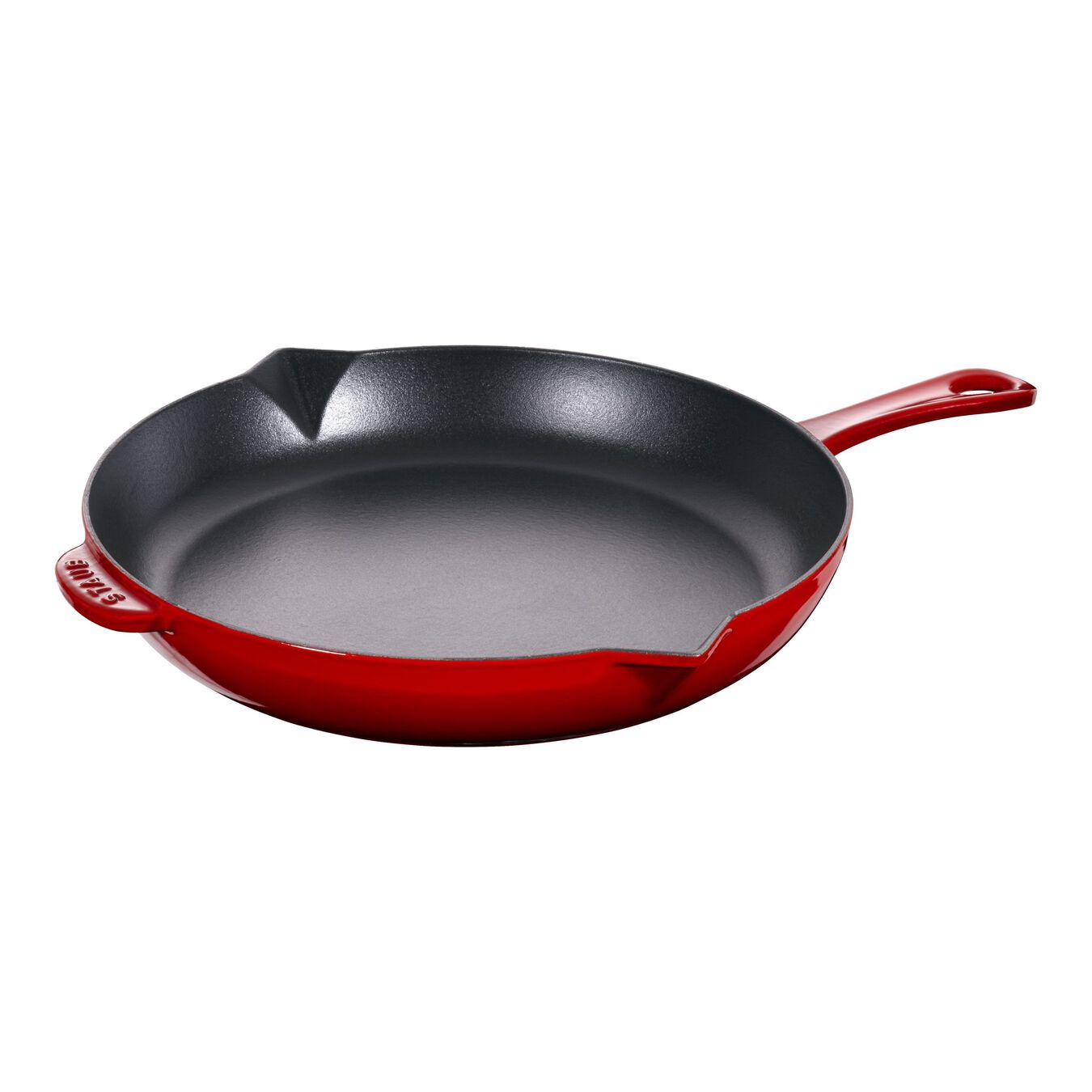26 cm Cast iron Frying pan with pouring spout cherry,,large 1