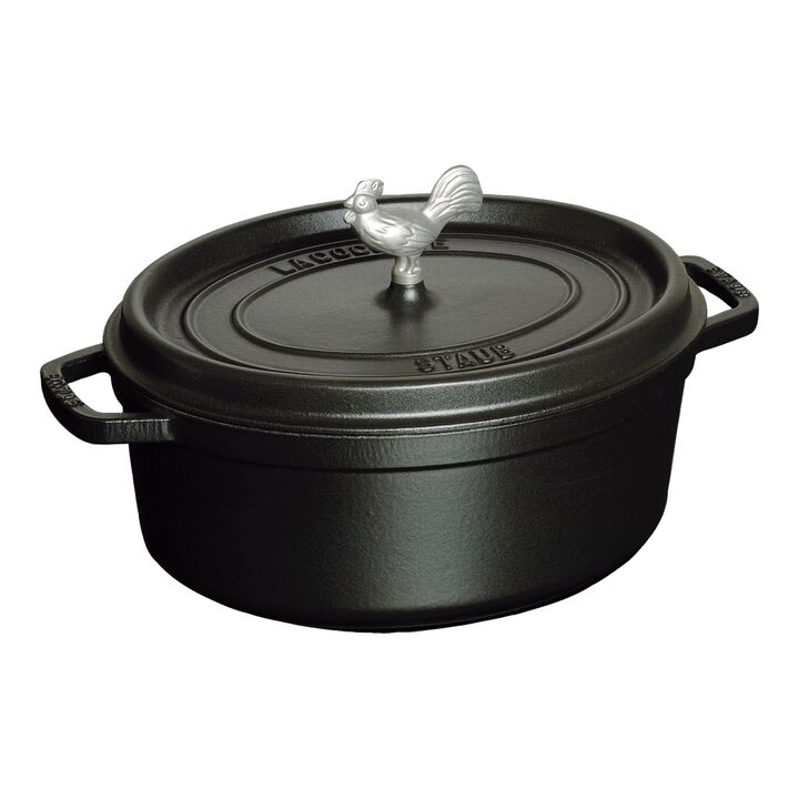 Cast Iron, 5.75 qt, Oval, Coq Au Vin Dutch Oven, Black Matte, large 1
