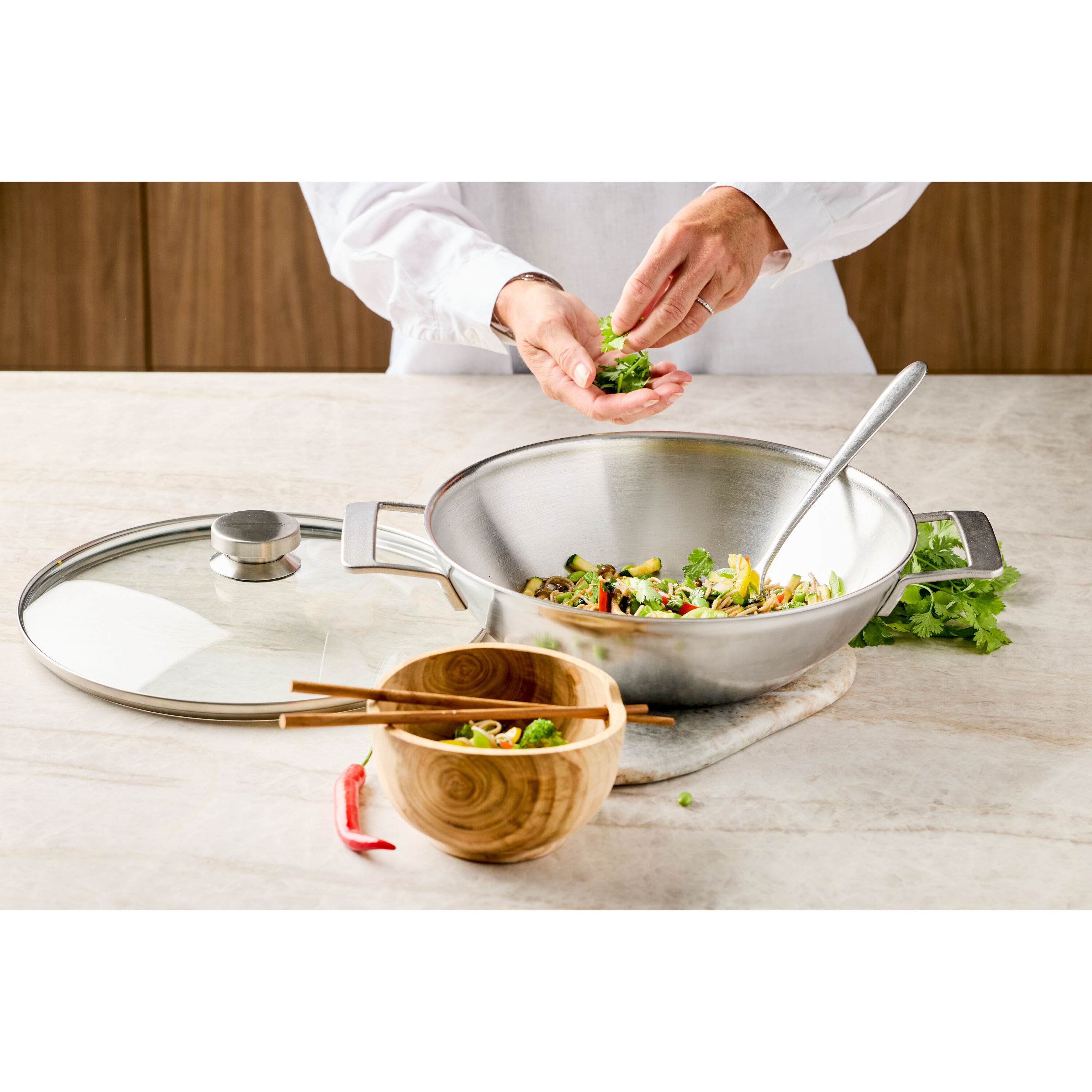 Demeyere Industry 5 Wok met gratis glasdeksel 30 cm - Industry 5 - Demeyere