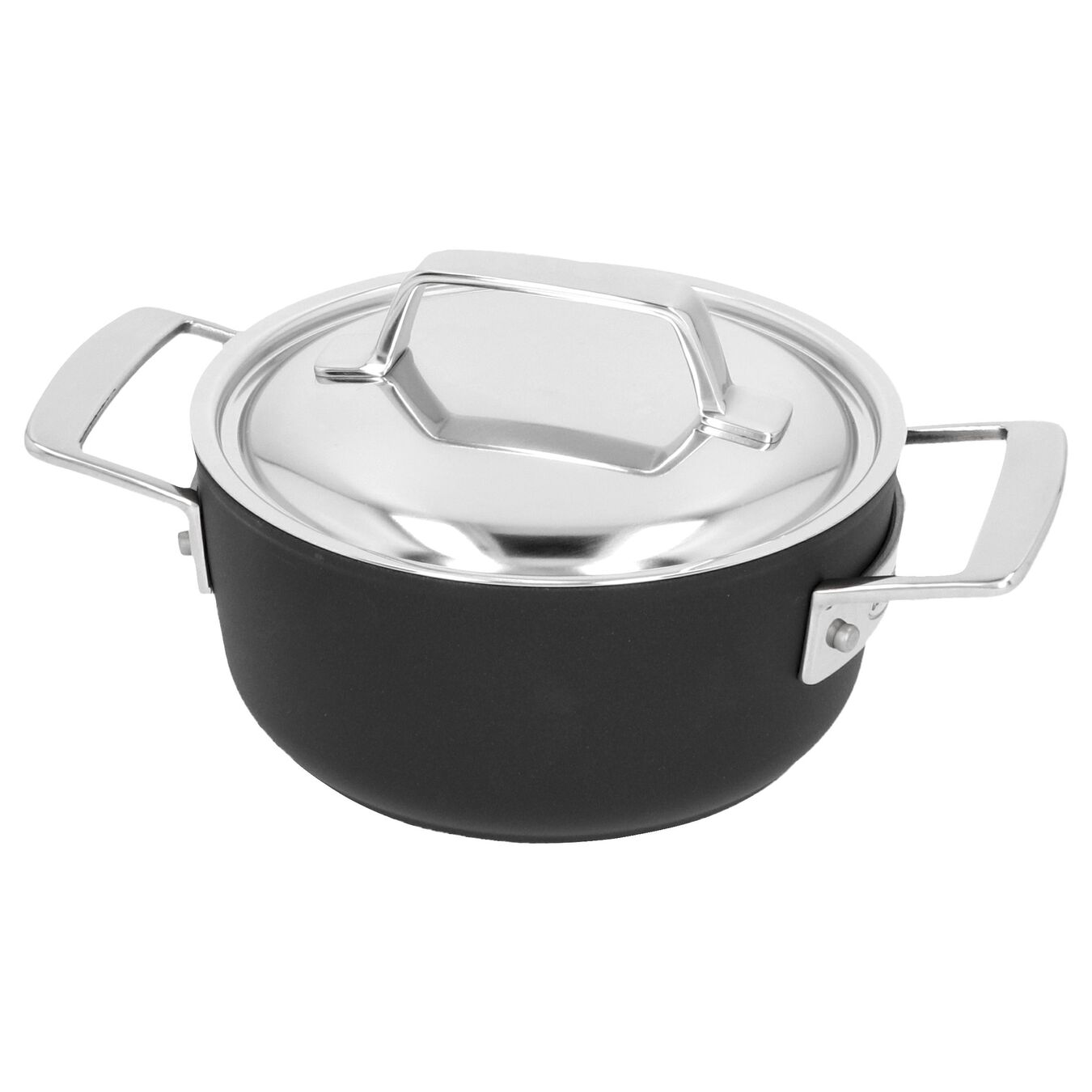 16 cm Aluminium Stew pot with lid black,,large 4