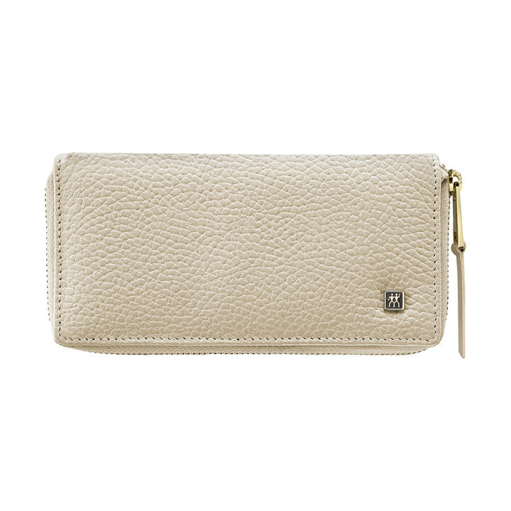 PREMIUM, 5-pcs Leather Zip fastener case off-white, large 3