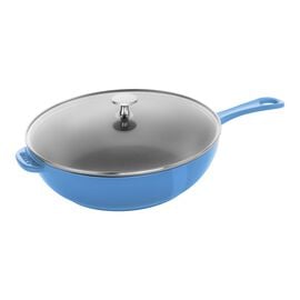 Staub Pans, 26 cm / 10 inch cast iron DAILY PAN WITH GLASS LID, ice-blue - Visual Imperfections