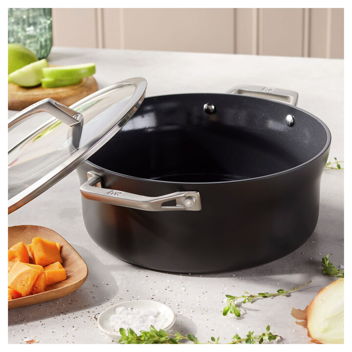 Motion Ceramic, 4.75 l aluminum deep saute pan with lid, large 2
