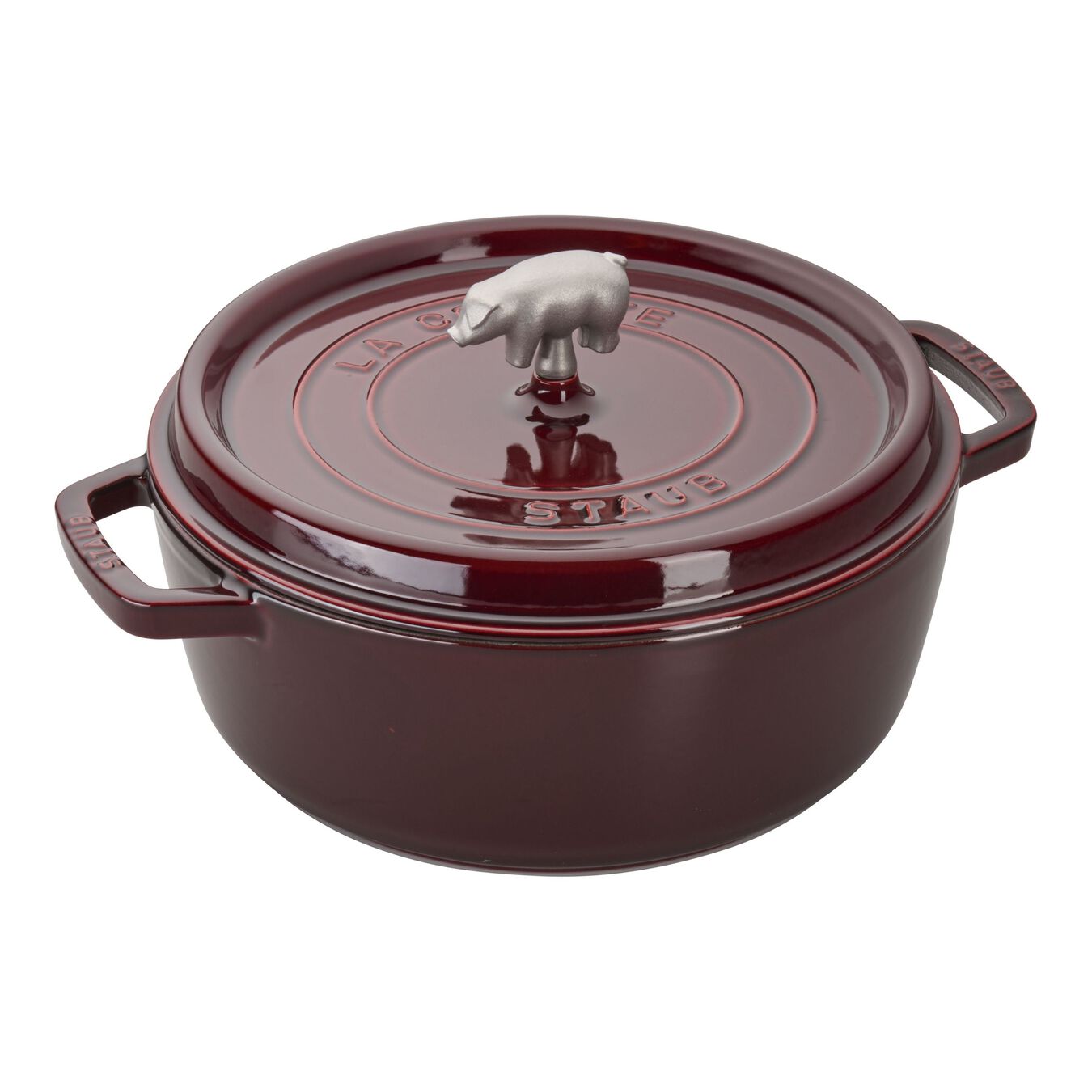 5.7 l cast iron pig Cocotte, grenadine-red - Visual Imperfections,,large 1