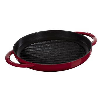 26 cm / 10 inch cast iron round Grill pan, Bordeaux,,large 1