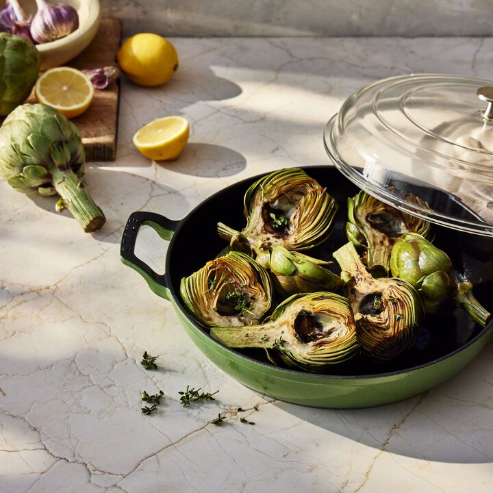 Cast Iron, 3.5 qt, Braiser With Glass Lid, Pistachio, large 3