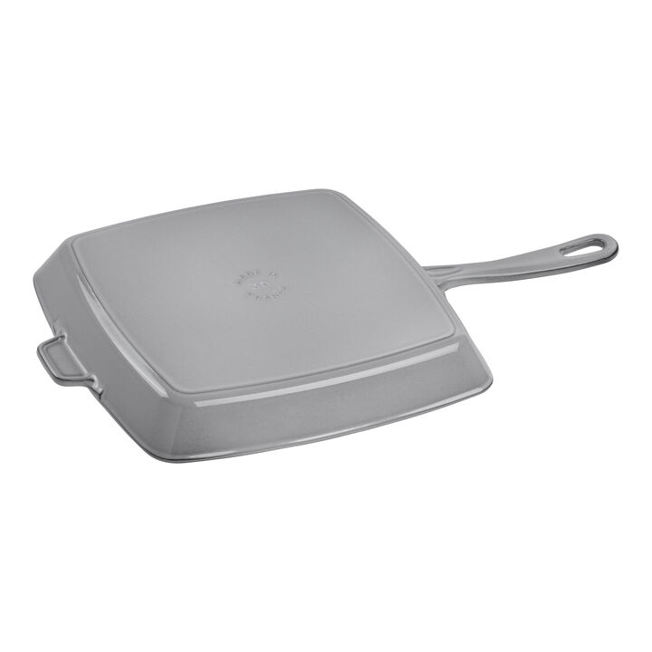 Cast Iron, 12-inch, Cast Iron, Square, Grill Pan, Graphite Grey, large 4