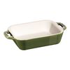 Ceramique, 14 cm x 11 cm rectangular Ceramic Oven dish basil-green, small 1