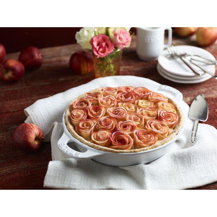 Ceramique, 24 cm ceramic round Pie dish, white, large 2