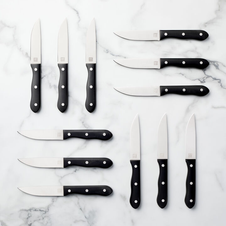 12-pc, Fine Edge Steak Knife Set With Black ABS Handle, large 2