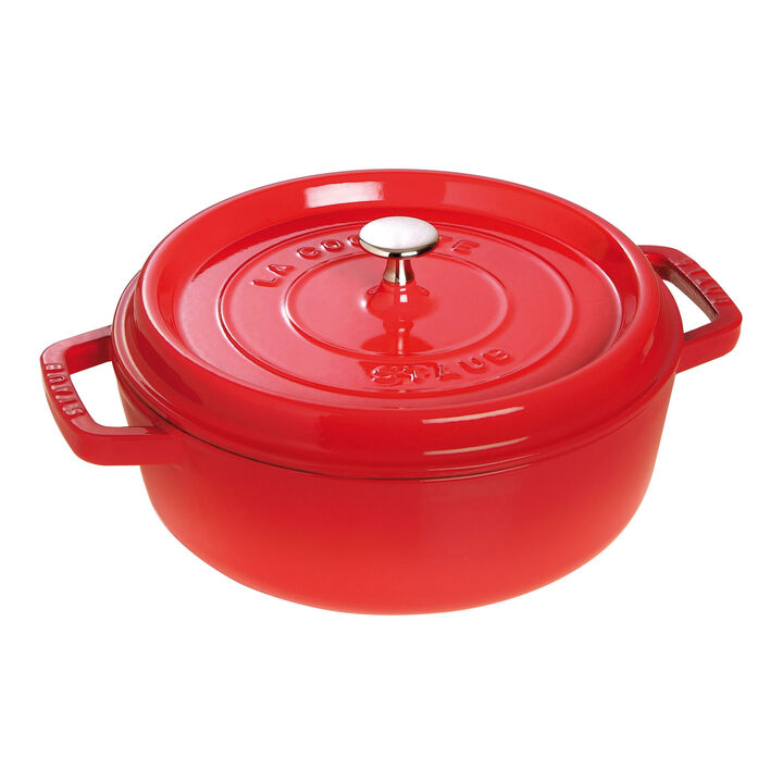 La Cocotte, 4 l cast iron round Cocotte flat, cherry - Visual Imperfections, large 1