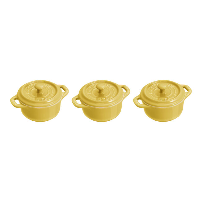 3-pc, Mini Round Dutch Oven Set, citron