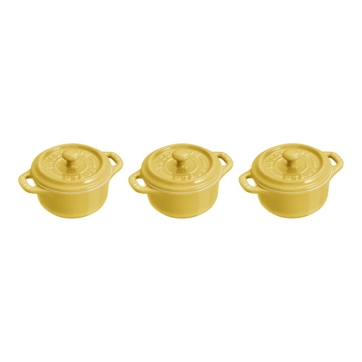 Stoneware, 3-pc, Mini Round Dutch Oven Set, citron, large 1