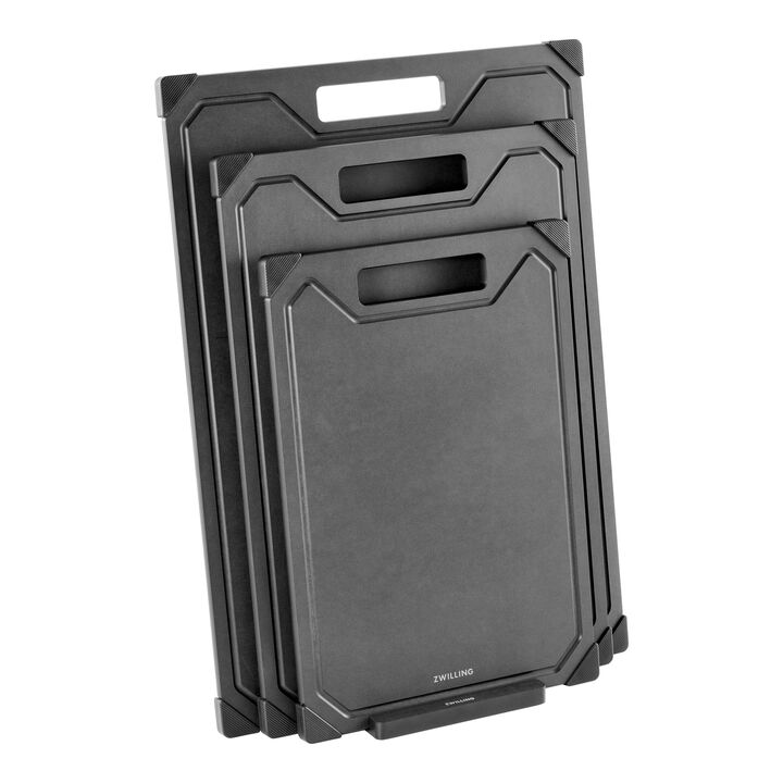 Schneidbrett-Set mit Halter, S/M/L, 4-tlg., Schwarz, Fiberholz, large 1