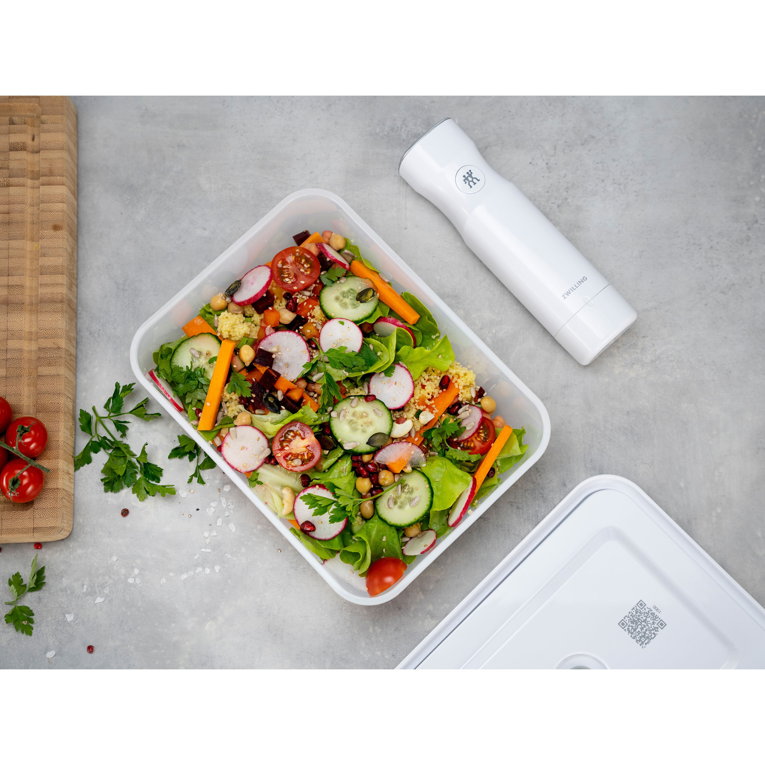 Thumbnail - ZWILLING Fresh & Save Vakuum Kühlschrankboxset, 2-tlg. / L, Semitransparent-Grau, Kunststoff/Glas