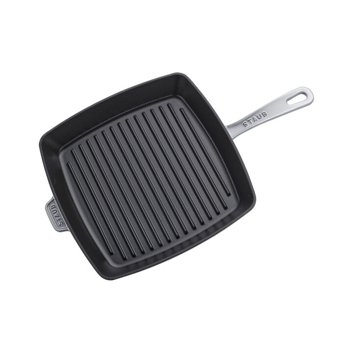 Cast Iron, 12-inch, Cast Iron, Square, Grill Pan, Graphite Grey, large 3