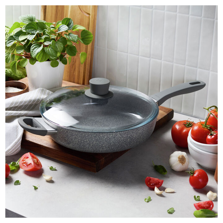 Parma Plus Ceramic, 3.9 qt Ceramic Nonstick Sauté Pan With Lid And Helper Handle, Aluminum , large 2