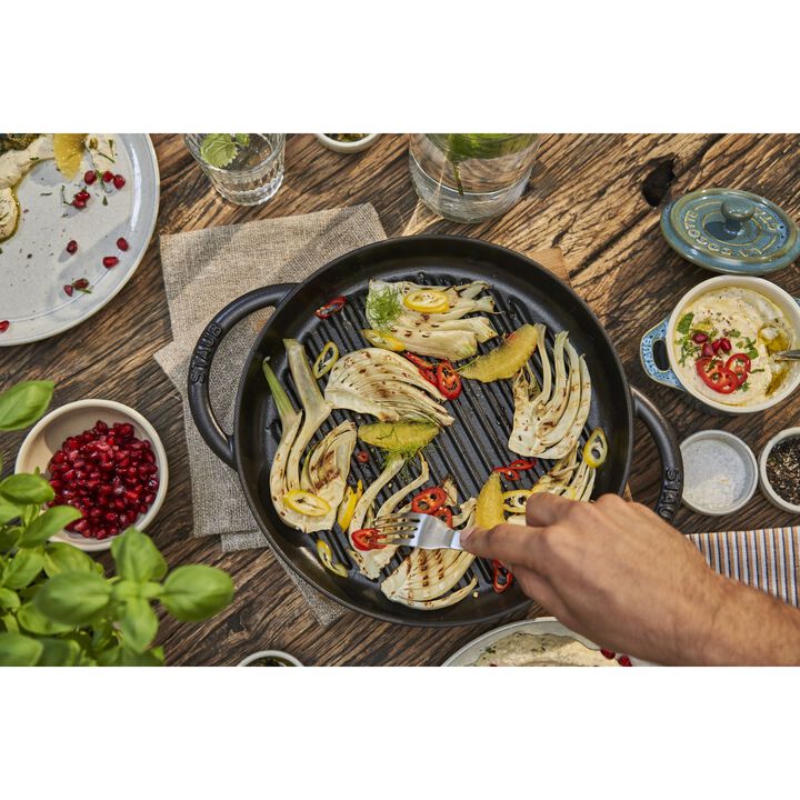 Cast Iron, 10-inch, Round Double Handle Pure Grill, black matte, large 2