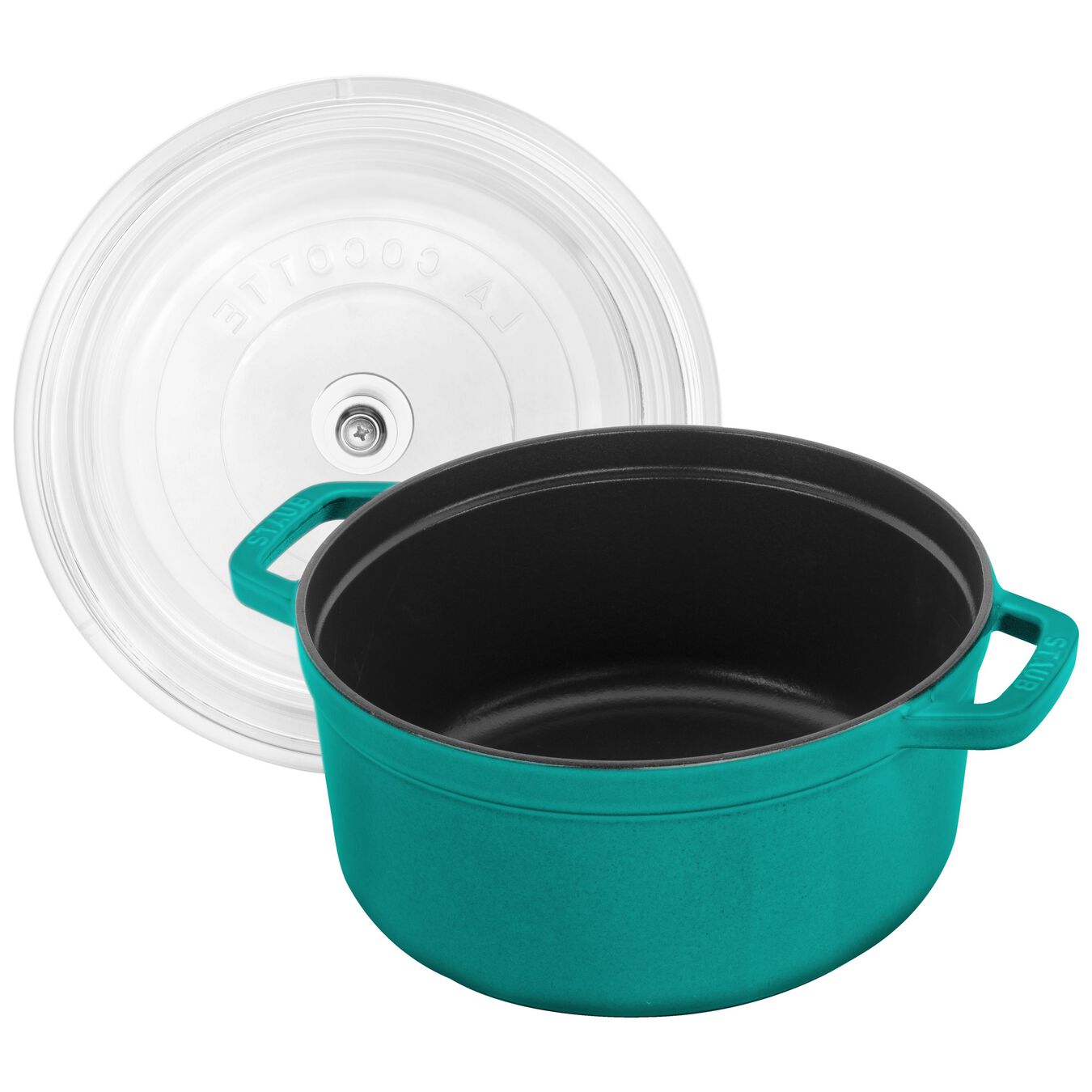 4 qt, round,  Glass Lid Cocotte, turquoise,,large 2