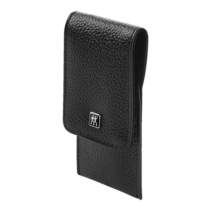 TWINOX, 3-pcs Calf leather Snap fastener case black, large 2