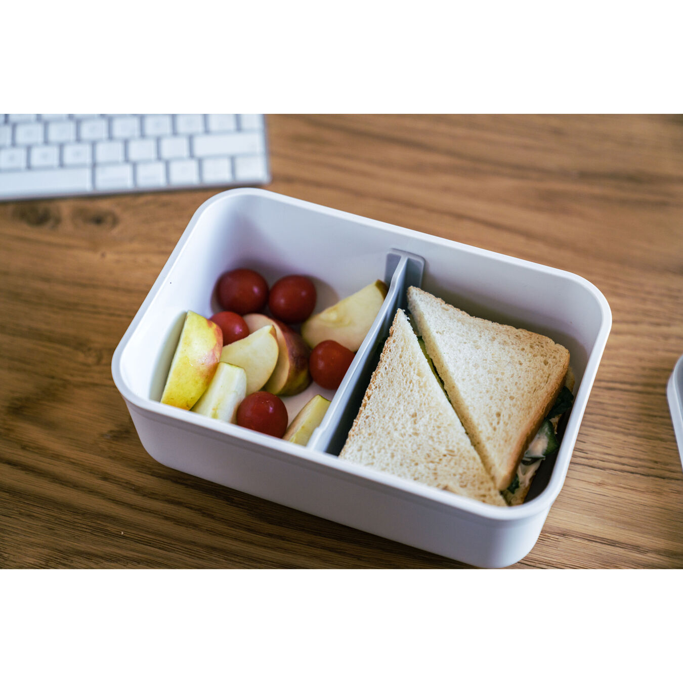 Lunch box sottovuoto M, plastica, bianco-grigio,,large 6