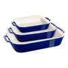 Ceramic - Rectangular Baking Dishes/ Gratins, 3-pc, Rectangular Baking Dish Set, Dark Blue, small 1