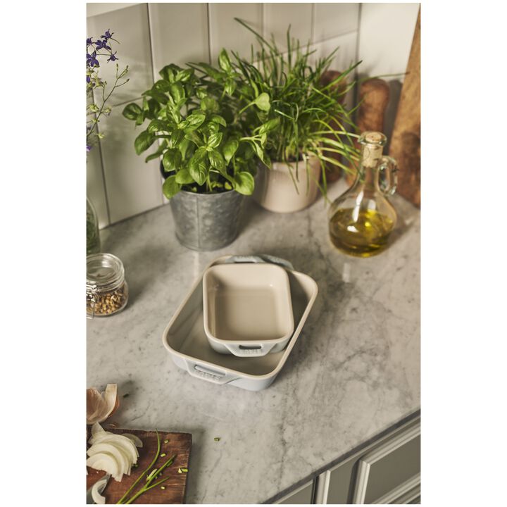 Ceramique, レクタンギュラーディッシュセット マカロンブルー 2-個, large 3