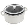 Cast Iron, 4 qt, round, Glass Lid Cocotte, white truffle, small 1
