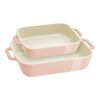 Ceramic - Rectangular Baking Dishes/ Gratins, 2-pc, Rectangular Baking Dish Set Macaron, Light Pink, small 1