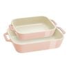 Ceramic - Rectangular Baking Dishes/ Gratins, 2-pc, Rectangular Baking Dish Set Macaron, Light Pink, small 1
