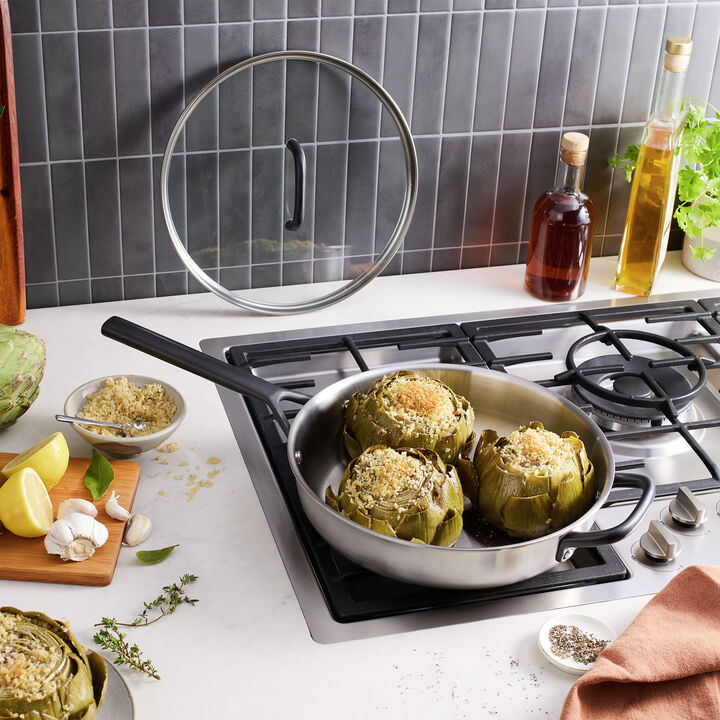 Milano Stainless Steel, 4 qt Saute Pan With Lid, Stainless Steel , large 2