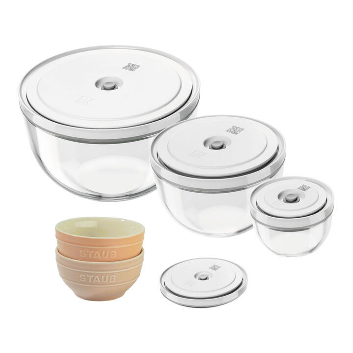 Fresh & Save BOWLS, 真空保存ボウル,セラミックボウル マカロンピンク セット, large 1