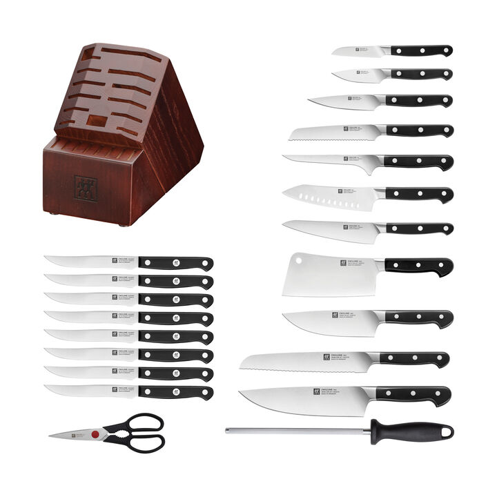 Pro, 22-pc, Knife block set, silver-black, large 3