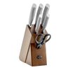 7-pcs natural rubberwood Knife block set,,large